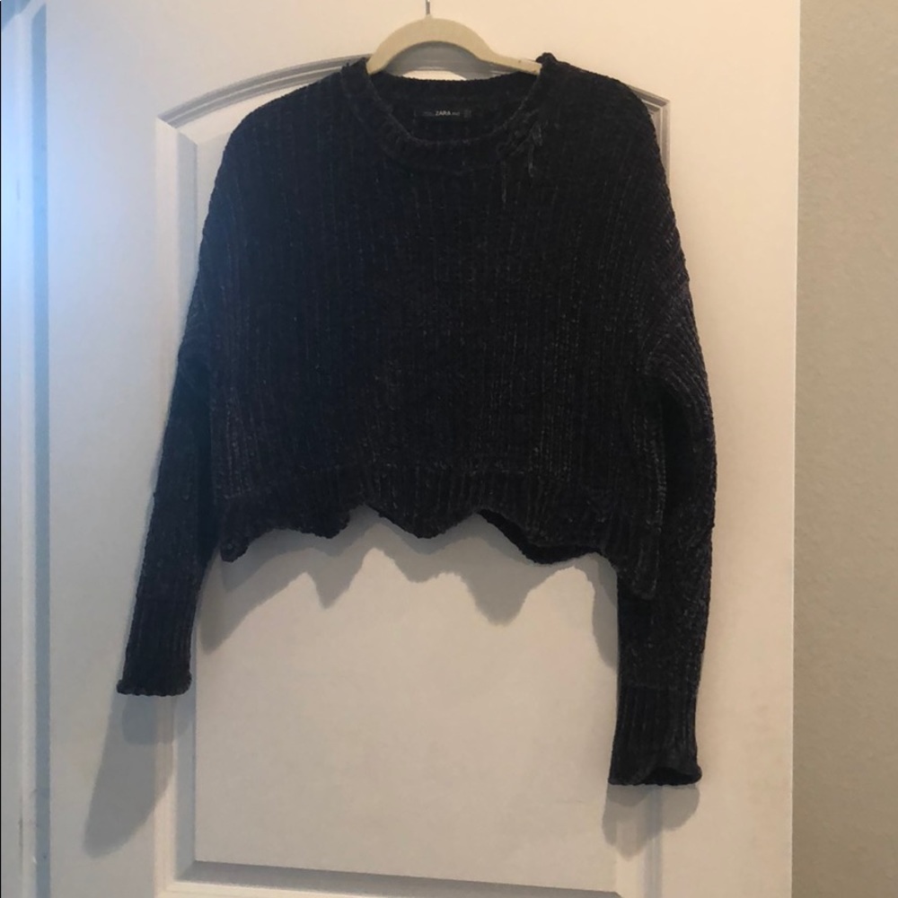 Zara scalloped crop sweater